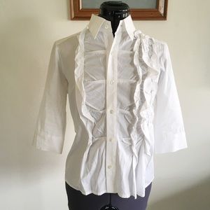 Y’s Yohji Yamamoto White Poplin Ruffle Top 1 XS S